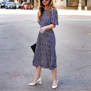 Something Navy Floral short sleeve Midi Dress 20164